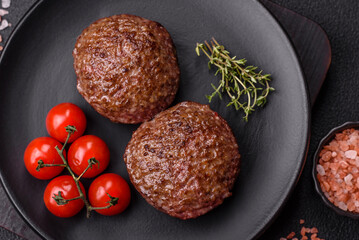 Beef burger patties with salt, spices and herbs