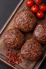 Beef burger patties with salt, spices and herbs