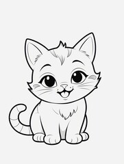 Obraz premium Cute cat coloring page. Cat coloring book for kids