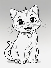Obraz premium Cute cat coloring page. Cat coloring book for kids