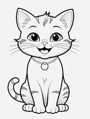 Obraz premium Cute cat coloring page. Cat coloring book for kids