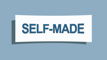 Self-made. A card isolated on blue background.