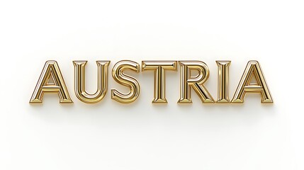 Gold 3d text Austria on white background.
