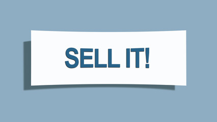 Sell it. A card isolated on blue background.