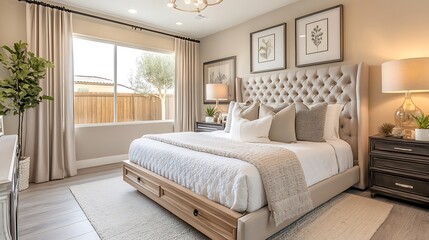 Luxurious Tufted Bed Bedroom Design