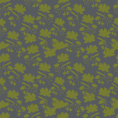 Seamless floral pattern, liberty ditsy print of mini pretty bouquets. Cute botanical design: small hand drawn flowers, tiny leaves in an abstract composition on a light background