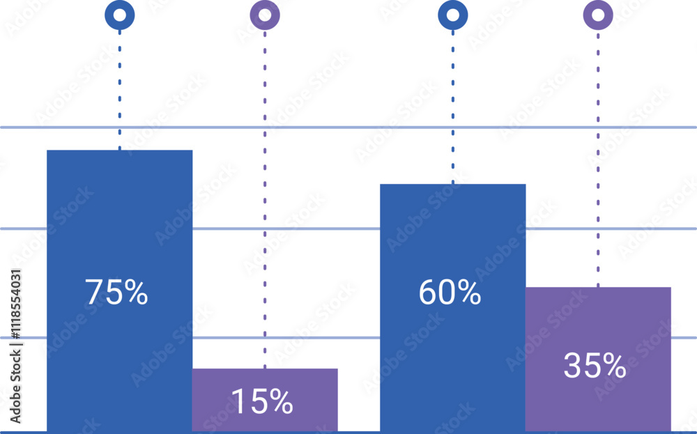 Poster modern bar charts comparing data through percentages, effectively visualizing information with infog
