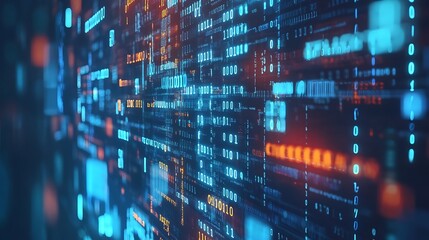 Obraz premium A digital lines of glowing colorful code. Lots of numbers and symbols.