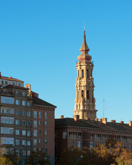 Obraz premium Tower of La Seo Cathedral in Zaragoza, Spain