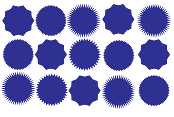 Fototapeta premium Set of price sticker, sale or discount sticker, sunburst badges icon. Stars shape with different number of rays. Special offer price tag. starburst promotional badge set, shopping labels