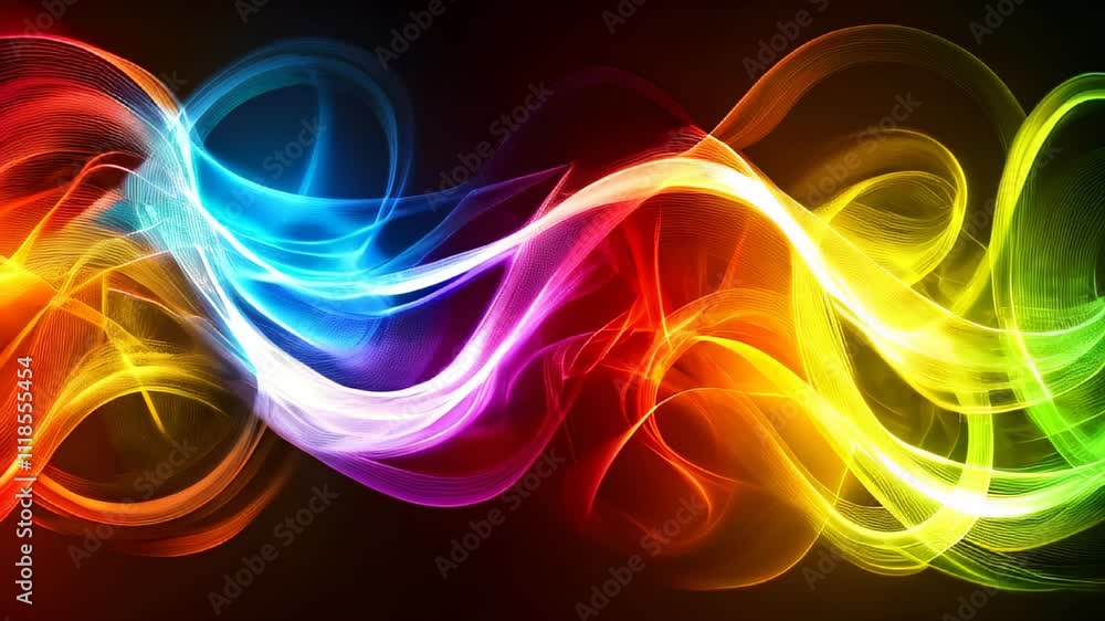 Poster colorful abstract waves of light flowing gracefully emanating vibrant energy and creating a mesmeriz