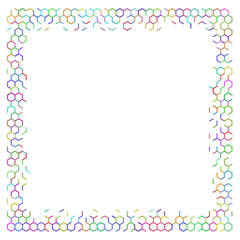 Colorful hexagon grid frame background.