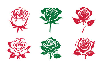 Hand drawn Rose Flower silhouette Vector illustration isolated with white background.