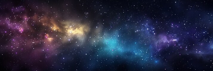 Fototapeta premium Vibrant cosmic scene with colorful nebula and countless stars illuminating the dark space.