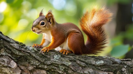 A close-up of a squirrel perched on a tree branch in a natural setting.