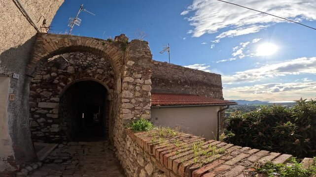 The landscape seen from the town of Minturno in Italy.	