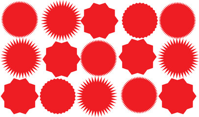 Set of price sticker, sale or discount sticker, sunburst badges icon. Stars shape with different number of rays. Special offer price tag. starburst promotional badge set, shopping labels