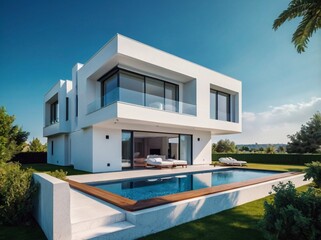 Fototapeta premium modern house with swimming pool