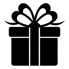Gift Box icon black silhouette vector illustration white background