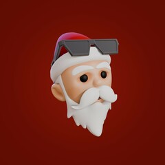 Cheerful 3d model of Santa Claus while using eyeglasses