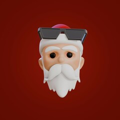 Cheerful 3d model of Santa Claus while using eyeglasses