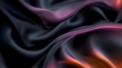 Obraz premium Silk fabric, abstract wavy black satin fabric background.&nbsp;
