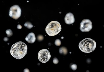 Naklejka premium 透明な粒子が宇宙空間で浮かんでいる様子を捉えた幻想的な現象