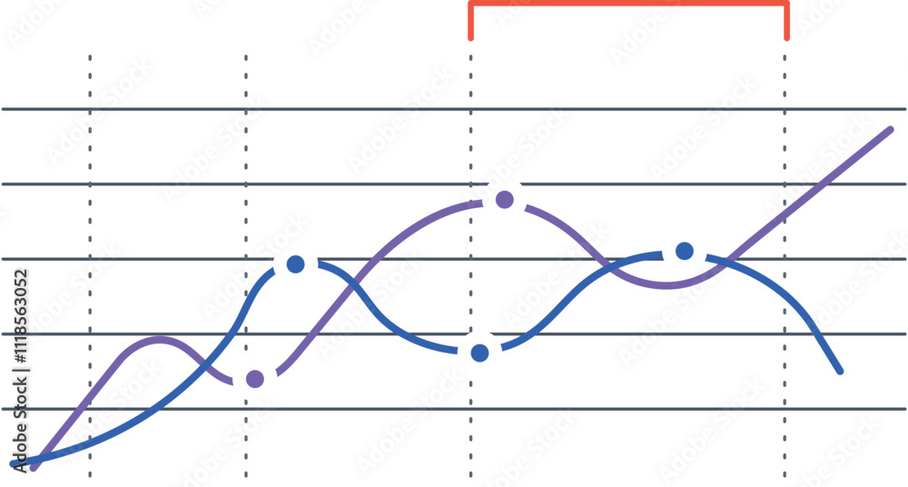 Poster two colorful lines are representing data points over time, creating a visual representation of trend