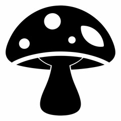 Mushroom icon black silhouette vector illustration white background
