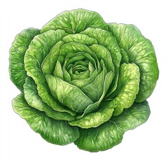 Obraz premium A detailed illustration of a green lettuce head.