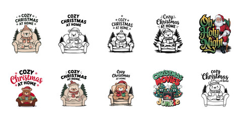 Festive Christmas Santa Claus Vector Bundle – Perfect for T-Shirt Designs and Illustrations