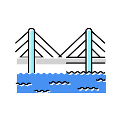 cable stayed bridge color icon vector. cable stayed bridge sign. isolated symbol illustration