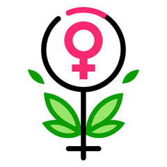 Stylish Gender Icon with Leaves for Women’s Day.