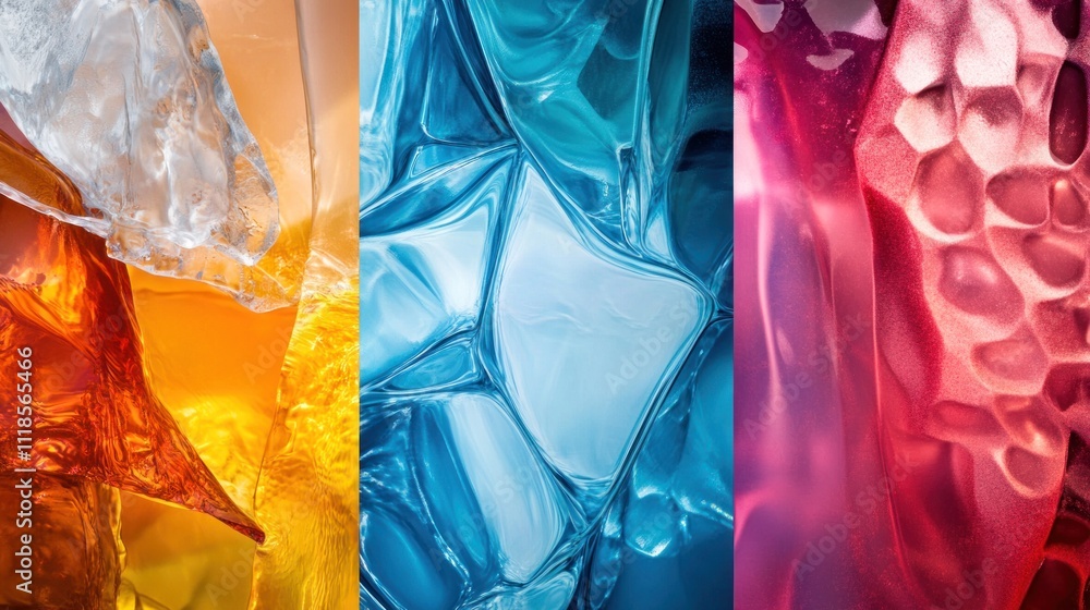 Aufkleber abstract triptych: a symphony of color and texture