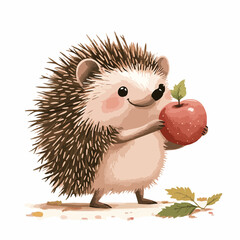 Adorable Hedgehog Carrying Apple in Enchanted Forest