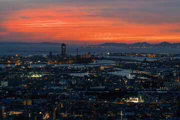 A Sunset Over the Osaka Bay.