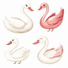 Obraz premium Graceful Swan Pair Vector Illustration on White Background