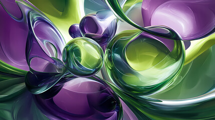 Liquid abstract canvas infused with ultraviolet euphoria and calming jade colors, captured in precise hd detail amidst a backdrop of minimalistic design elements. Euphoria. Illustration