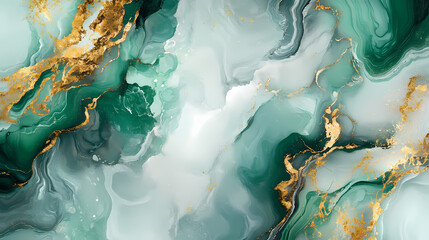 Liquid abstract canvas infused with ultraviolet euphoria and calming jade colors, captured in precise hd detail amidst a backdrop of minimalistic design elements. Euphoria. Illustration