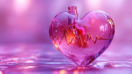 3D Heart with Cardiogram Line