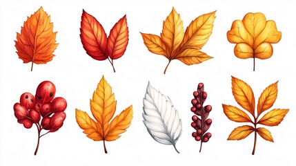 Fototapeta premium Autumn Vector thumbnail vector graphics of autumn elements