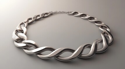 Obraz premium Elegant Silver Chain Necklace with Unique Twisted Design