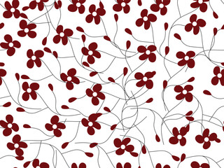 seamless pattern with red flowers