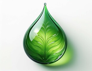detailed organic rounded green drop isolated on white background