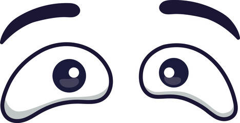 Cartoon eyes looking up with raised eyebrows, vividly expressing emotions of fear, worry, concern, and anxiety in a simple doodle style illustration