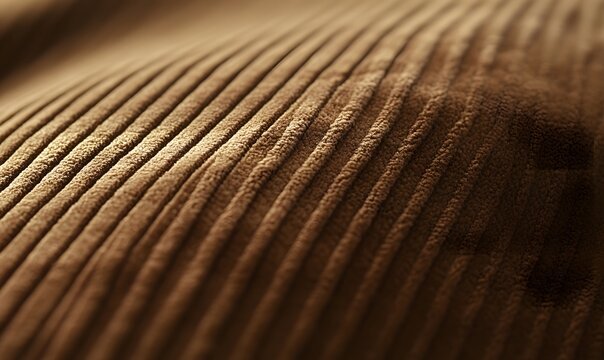 Close-up of corduroy fabric texture with parallel ribs.