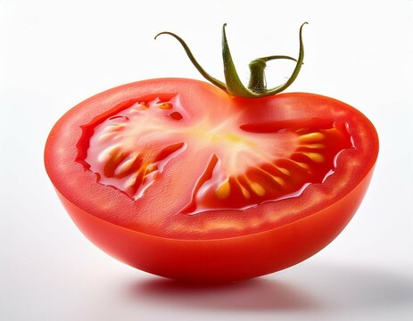fresh sliced tomato on white background