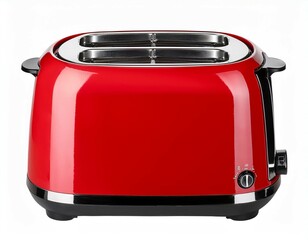 modern red toaster with black accents isolated on a white background transparent
