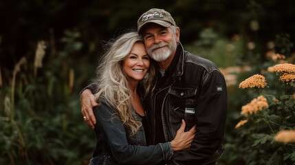 Fototapeta premium Senior portray woman and man, happy couple retirement, smiling love, elderly lifestyle