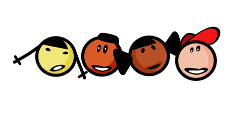 Multiethnische abstrakte Kinder Gesichter , Internationale Jungen und Mädchen , kids international Symbol